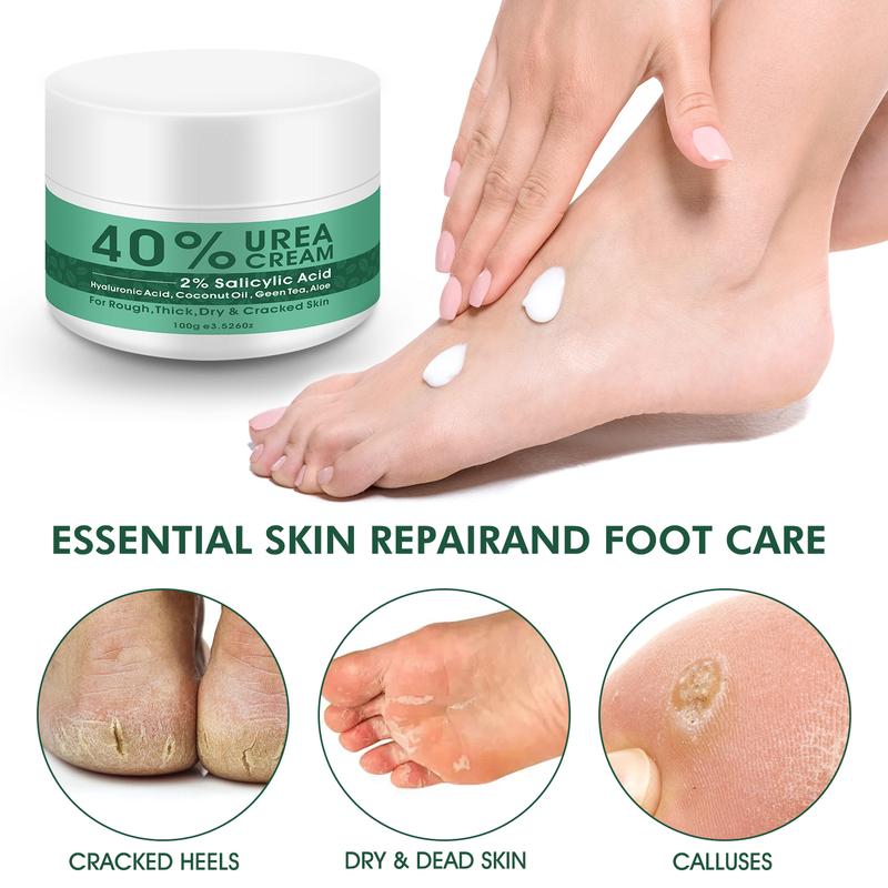 Urea Cream 40% plus Salicylic Acid 2%, Foot Cream for Dry Cracked Heels Feet Knees Elbows Hands, Foot Dead Skin Cuticle Callus Remover Toenail Softener, Keratolytic Skin Barrier Repair Cream