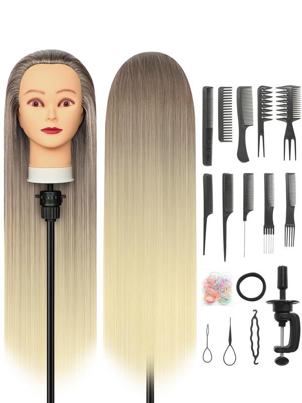 Hairdresser Styling Head with 10 Combs, 2024 New Summer Style Hairdresser Training Head with Free Clamp, Diy Set, Hair Styling Head for Braiding