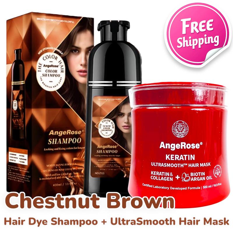 AngeRose Hair Color Shampoo, Instant Grey Hair Coverage, Multi-Color: Wine Red, Chestnut Brown, Nature Black, Perfect Gifts for Women&Men color shampoo 3-in-1 hair