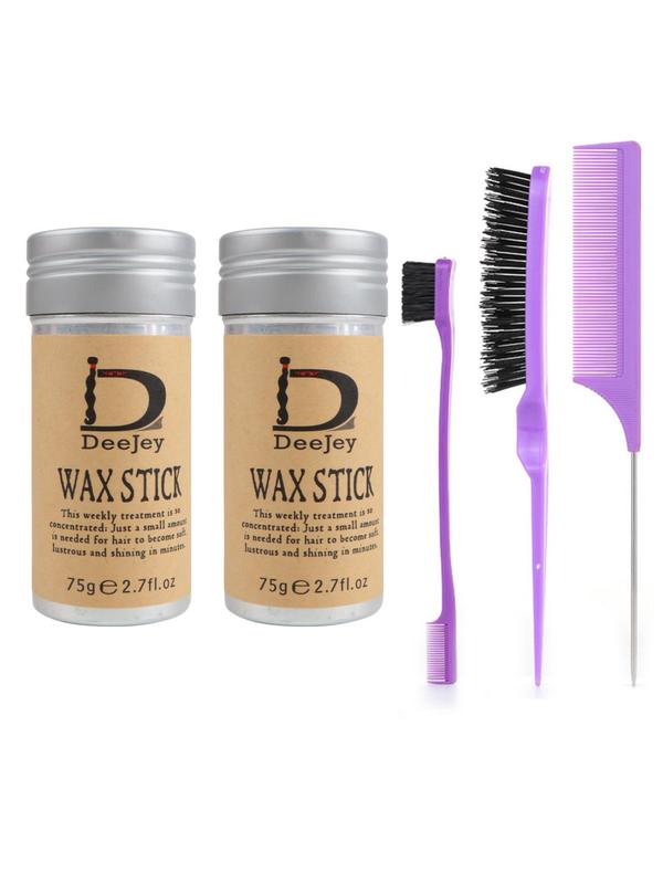 Summer Hair Styling Comb & Hair Wax Stick Kit, Teasing Hair Brush, Rat Tail Comb, Edge Brush for Edge & Back Brushing for Haircare, Hair Styling Tool Set, Hair Salon Kit for Back To School