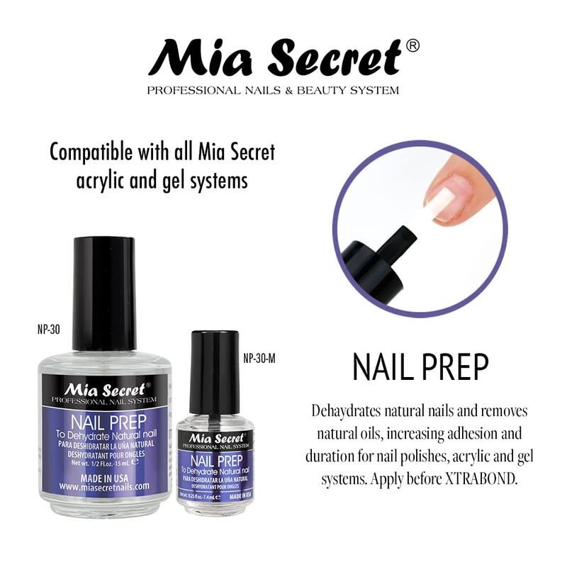 Mia Secret Nail Prep 0.5oz (NP-30) & Xtrabond Primer 0.5 oz (PR100) Acrylic Gel Nail Art Nail Care