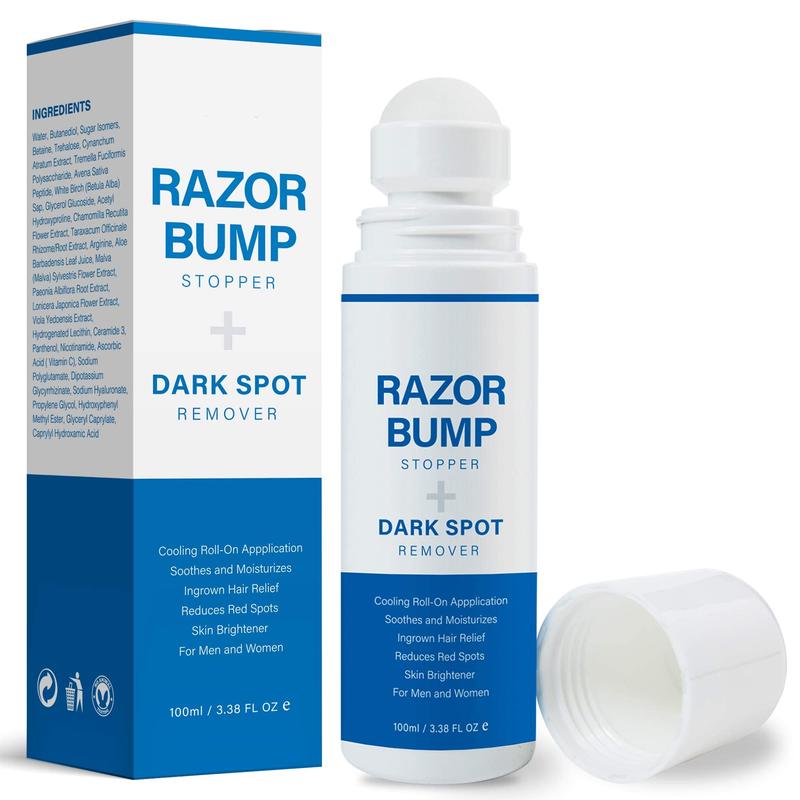 Razor Bump Stopper & Ingrown Hair Treatment: After Shave Solution for Razor Bumps, Burns, and Ingrown Hairs | Roll-on Applicator for Men & Women Aftershave Foam