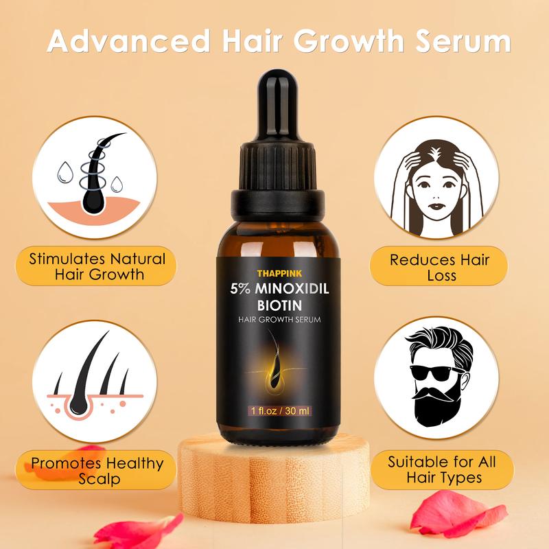 Minoxidil 5% Hair Growth Serum Oil Biotin for Men Women, 2 Pack Hair Regrowth Serum Treatment for Scalp Hair Loss Hair Thinning 2 fl.oz