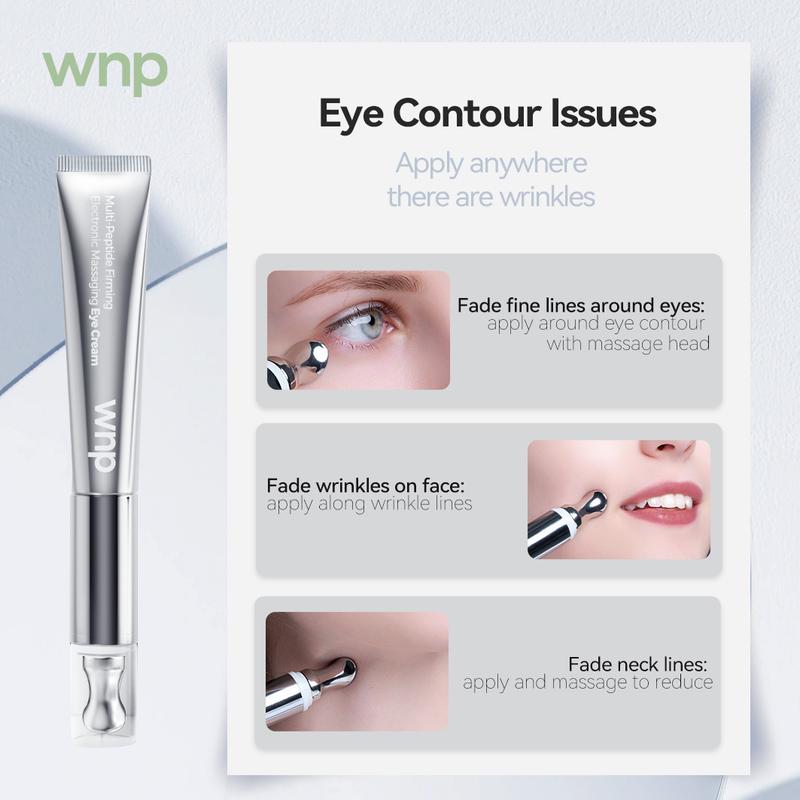 WNP Wrinkle Eraser [Vegan] 3-Pack Massaging Eye Cream | Multi-Peptide Firming and Electronic Massager Comfort Skin Skincare