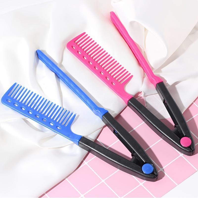 V-type Hair Straightener, 1 Count Hair Brush, Hair Comb, Hair Styling Tools, Portable Folding Hair Comb, Hair Care & Styling Supplies For Home Salon