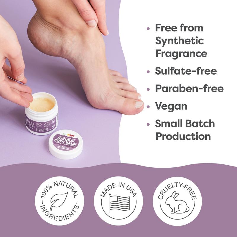 ZenToes Natural Foot Balm Cream for Dry Cracked Heels and Feet with Coconut Oil, Tea Tree Oil, Vitamin E Oil, Jojoba Oil, Shea Butter, Lavender Essential Oils - Hydrate, Soften Rough Skin (2oz) Gel Moisture