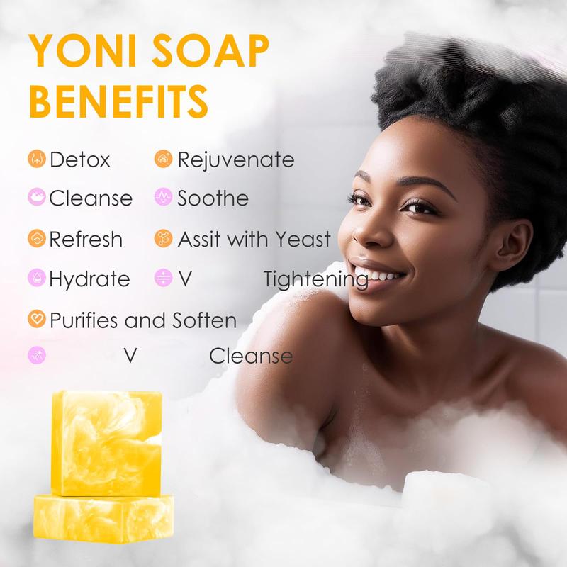 2 Pcs Yoni Soap for Women, Natural Yoni Bar for PH Balance & V Cleansing Yoni Wash, Pineapple Handmade Soap Bar with Foam Net, Feminine Wash for Eliminates Odor Moisturizing 3.53oz 100g