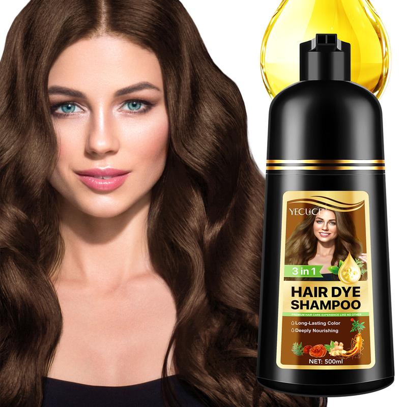 Black Hair Dye Shampoo for Woman & Man, Argan Hair Color Shampoo 3 in 1, Semi-Permanent Gray Hair Coverage, Mild Formula - 500ml