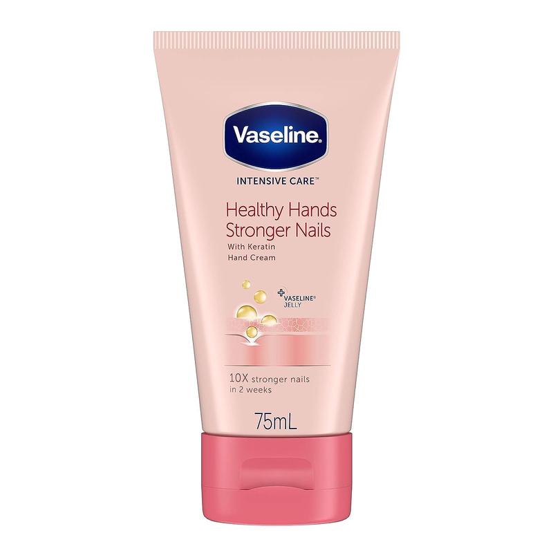 Vaseline Hand Cream for Very Dry Hands, Intensive Care Healthy Hands Stronger Nails Cream 75 ml