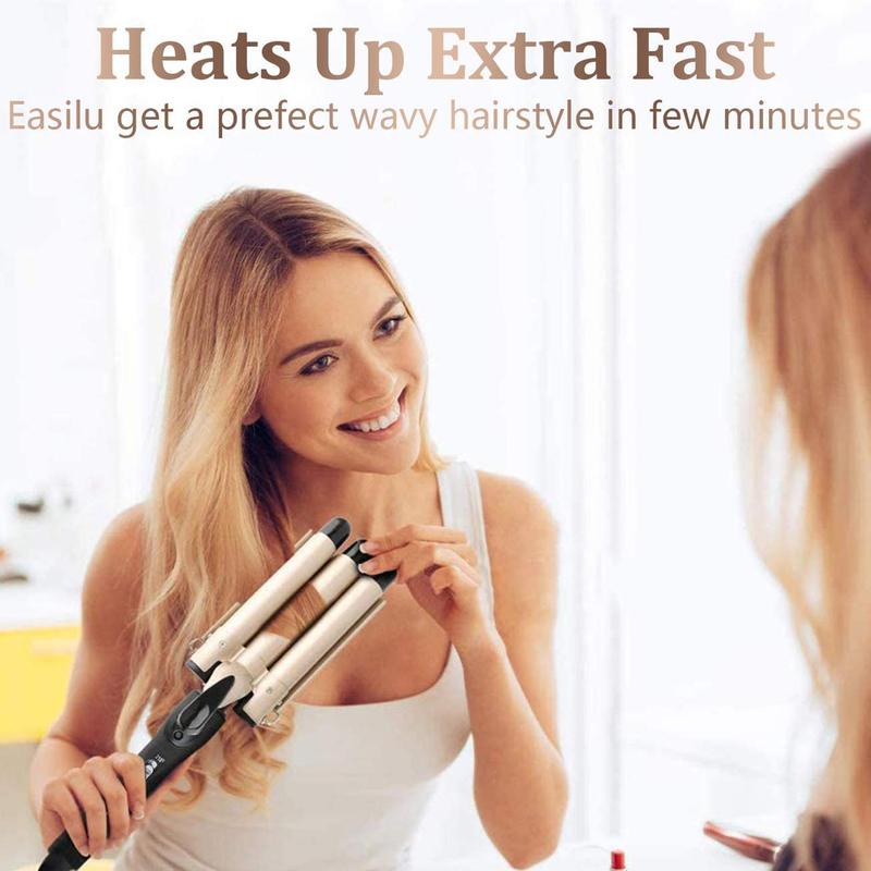 Portable 3-Tube Hair Curler, 1 Box Hair Curling Iron with 3 Counts Barrels, Hair Styling Tool for Home & Travel, Create a Wavy Hairstyle