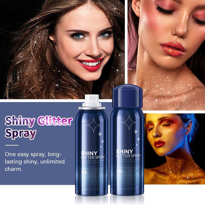 LSAYIHCH Shiny Body Glitter Spray, Body and Hair Glitter Spray, Body Shimmery Spray for Skin, Face, Hair and Clothing,Quick-Drying Waterproof Body Shimmery Spray for Prom Festival Rave Stage Makeup