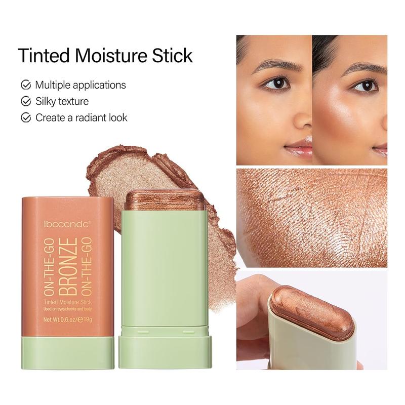 MEICOLY Cream Bronzer Stick, Natural Highlight Contour Makeup,Face Highlighter Stick,Contour Stick Facial Contouring Stick,Buildable Face Bronzer Face Shaping,Waterproof,02 Soft Glow