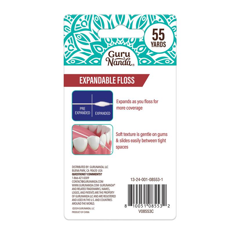 GuruNanda Cinnamon Flavored Expandable Dental Floss - 55 Yards