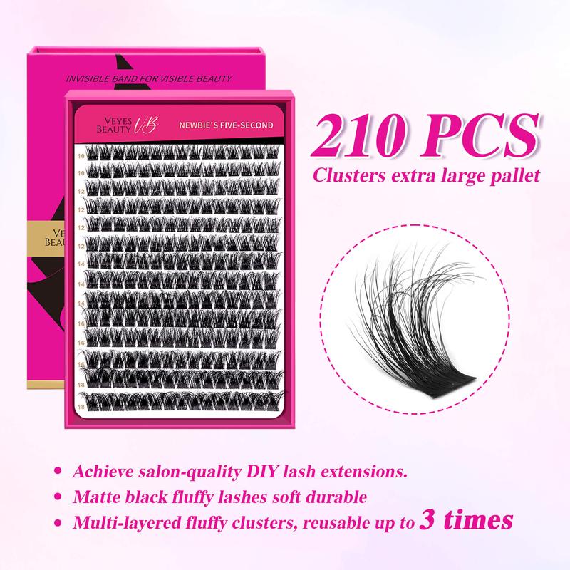 Veyesbeauty VB-Xtreme Cluster Lashes 3D DIY Mixed Length Individual Eyelashes Soft Durable Matte Black Fluffy for Makeup Cosmetic Eyelashes Extensions