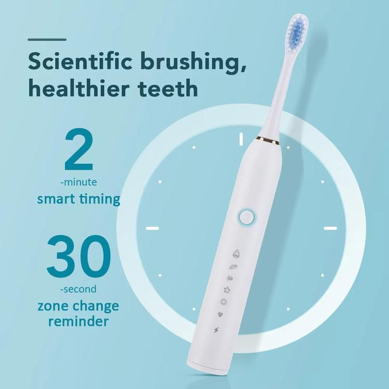 Portable Electric Toothbrush Set for Christmas Gift, 1 Box Rechargeable Sonic Toothbrush & 4 Replacement Brush Heads, Oral Care Tool for Adults