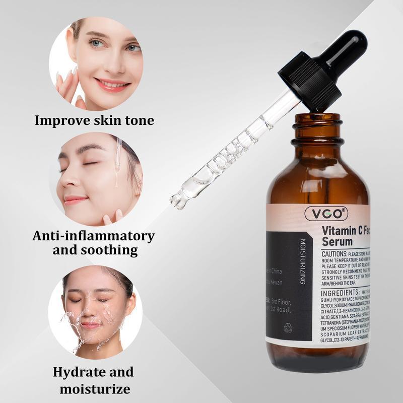 VGO Skincare Kit Gentle Acne Treatment,Correcting Nourishing, Glossier hydrating,Moisturizer, remedy serum,wrinkles, porecorrection,porereducing snail  mucin skin care facial care vgo-vitamin c