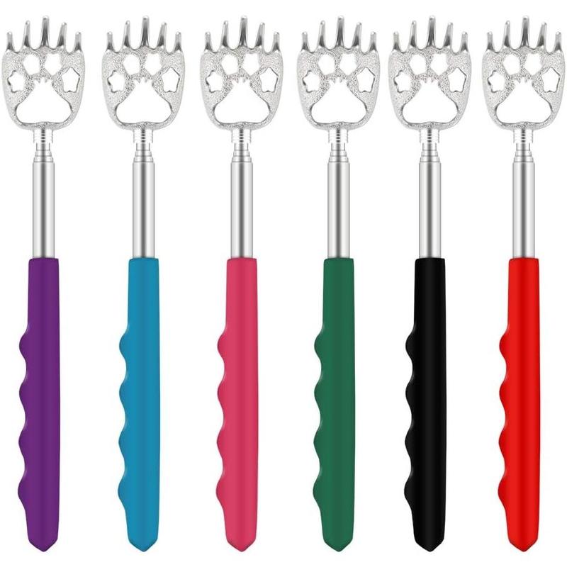 6 Pack Telescoping Back Scratcher - Bear Claw Back Scratchers - Portable Extendable Backscratcher with Rubber Handles in Black, Blue, Green, Purple, Red, Pink Color Comfort Gift