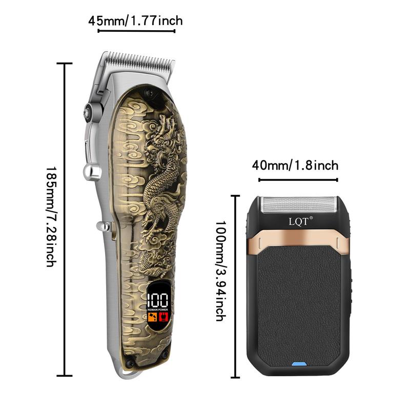 Professional Barber Hair Clipper Kit, 1 Set Rechargeable LCD Display Electric Hair Trimmer & Razor, Men's Grooming Essential for Barbershop Salon Home Use