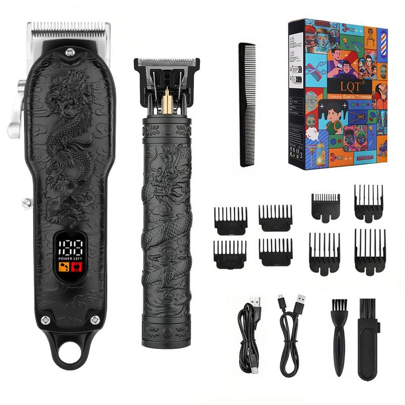 Professional LCD Display Hair Clipper, 1 Set USB Charging Wireless Hair Clippers, Men's Hair Cutting Kit with Accessories, Easy To Trim Hair and Beard, Christmas Gift