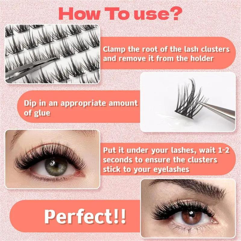 Natural Look Cluster False Eyelashes (96pcs box), Individual Lashes Extensions, Eye Makeup Supplies for Women & Girls, Christmas Gift