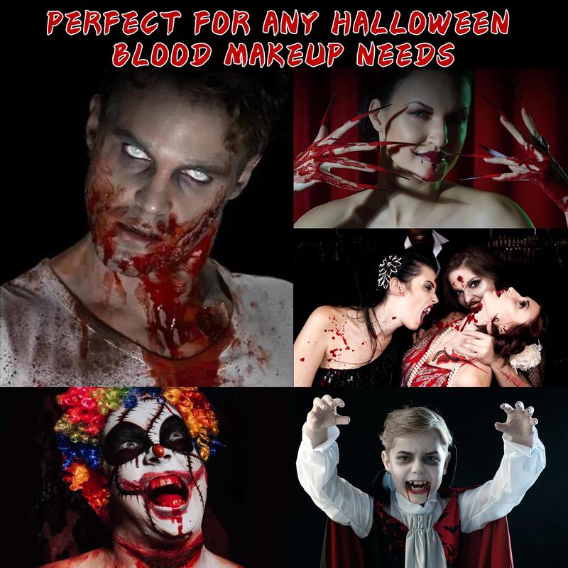 Fake Blood Spray Halloween Makeup - Artificial Blood Washable Fake Blood for Clothes Bloody Halloween Vampire Zombie Clown Stage Costume Blood Makeup Realistic Blood Splatter for Shirt Skin Mouth Face Painting