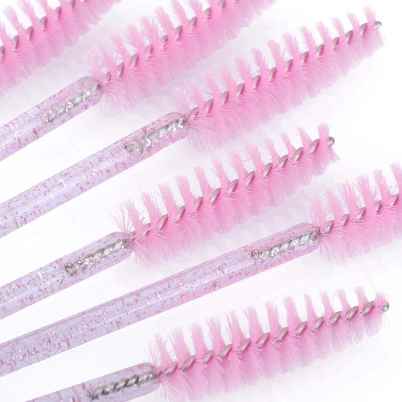 200 Disposable Eyelash Brush Mascara Wands Spoolies for Eye Lashes Extension Eyebrow Purple Pink