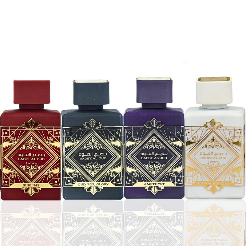 Bade'e Al Oud for Glory,Badee Al Oud Amethyst,Bade'e Al Oud Sublime & Bade’e Al Oud Honor & Glory EDP - 100ml (3.4 oz) By Lattafa Perfumes