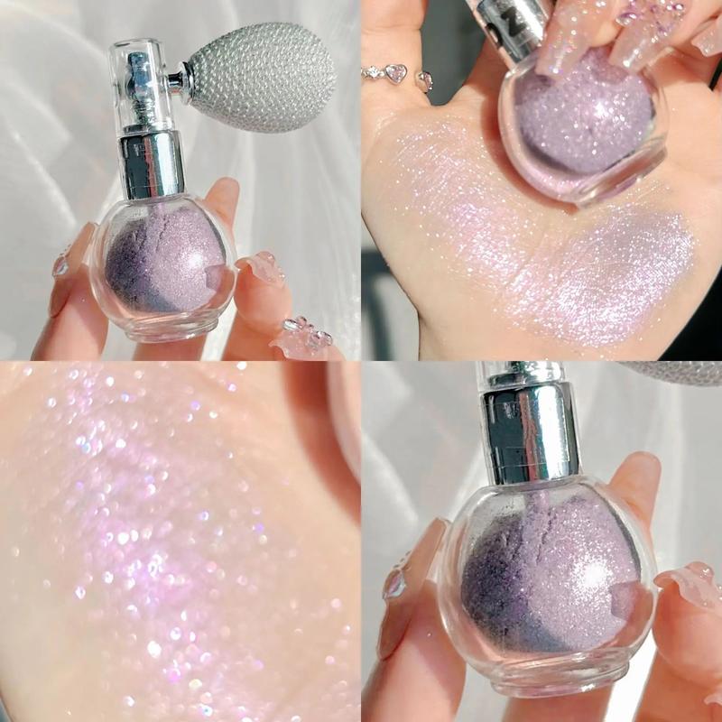 3 Counts  Set Glitter Spray for Hair and Body, Highlighter Shimmering Powder High Gloss Body Glitter Spray Sparkle Powder Makeup Eyeshadow Cosmetic