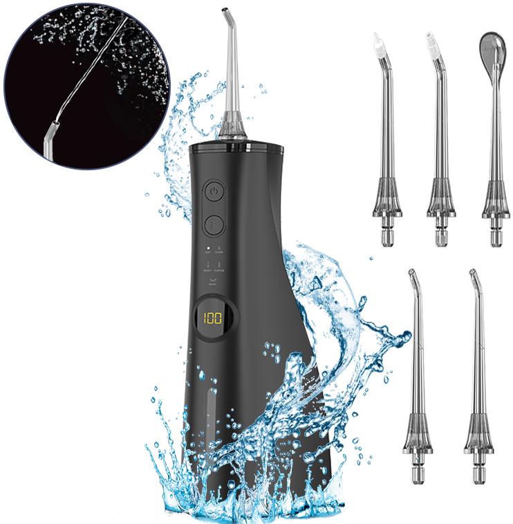 Water Dental Flosser Cordless, 5 Modes Cordless Portable 300ML Rechargeable Oral Irrigator for Teeth Cleaning, Portable & IPX7 Waterproof Teeth Cleaner Pick for Braces Home Travel Nozzle Removable Cleansing