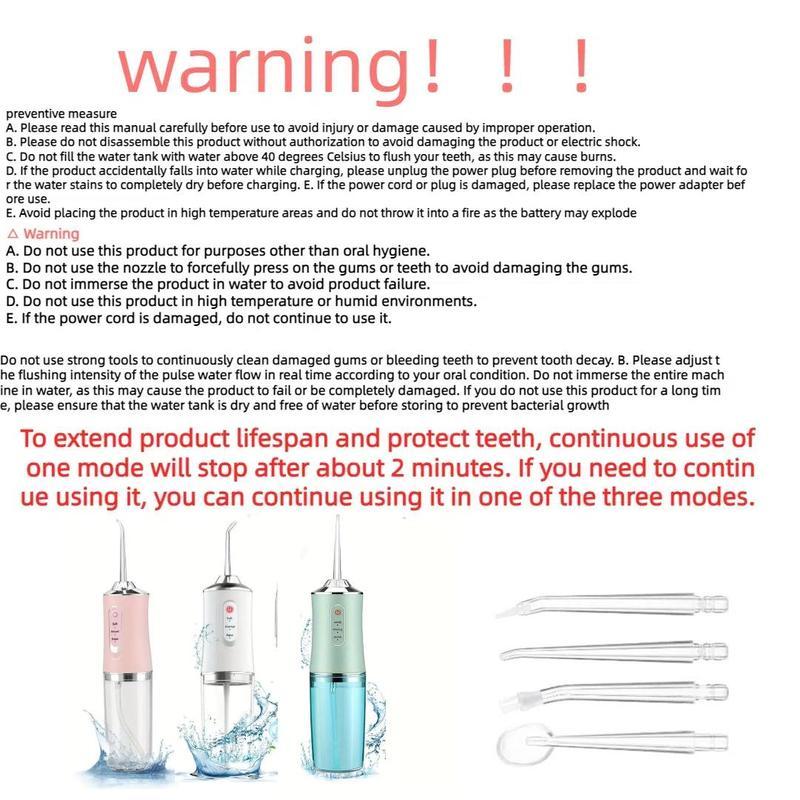 Rechargeable Water Flosser, 1 Set Portable Orallrrigator with 4 Counts Jet Tips, Waterproof TeethCleaner, 3 Modes Teeth Cleaning Tool for Home& Travel, Water Flosser For Teeth, Halloween,Christmas, Fall Gift, Winter Gift, Gift