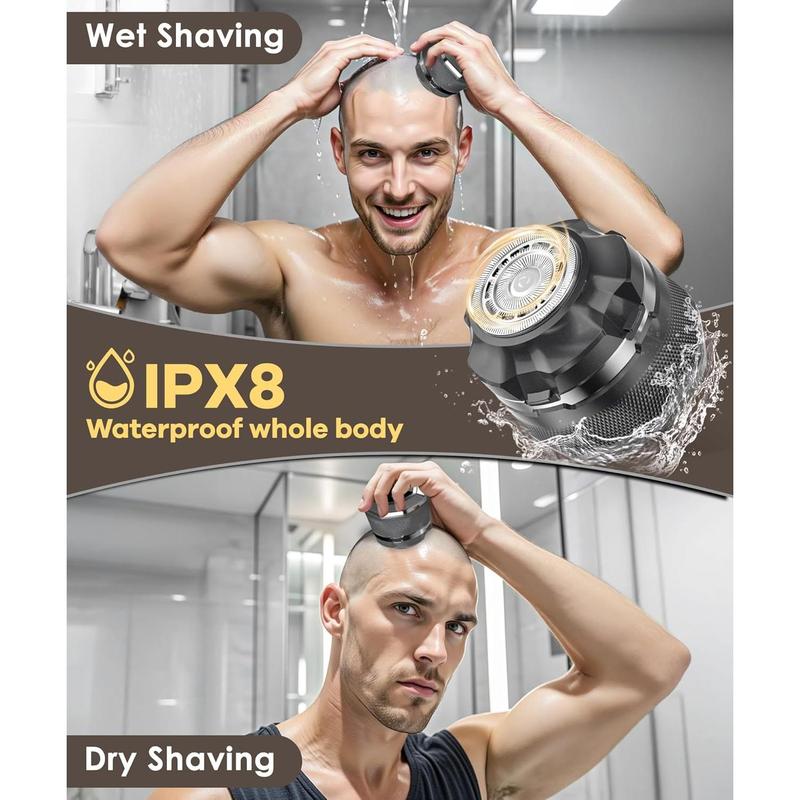 Shavers for Bald Men - Single   Electric Shaver, Super Large Area , 10000 RPM High-Speed  for Fast Shaving, IPX8 , LED Display, Bag for Travel Gray