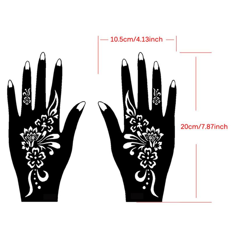 Floral Pattern Hand Shaped Temporary Tattoo Stencil (4 Pairs), Body Art Stencil for Women, Temporary Tattoo for Festival, Party, Cosplay, Daily Body Makeup, Cruel Summer, DIY Hands Tattoo Stencils