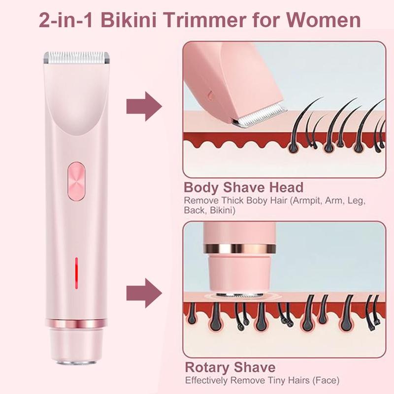 Electric Hair Removal Tool, Rechargeable Body & Facial Hair Removal Double Head Electric Shaver, Painless Trimming of Pubic Face Underarm Legs