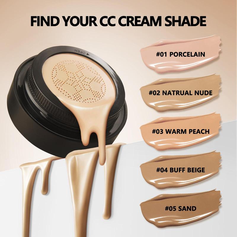 Mushroom Head Air Cushion CC Cream, 1 Box Long Lasting Moisturizing BB Cream, Face Makeup Cushion Foundation, Even Skin Tone for All Skin Types, Christmas Gift