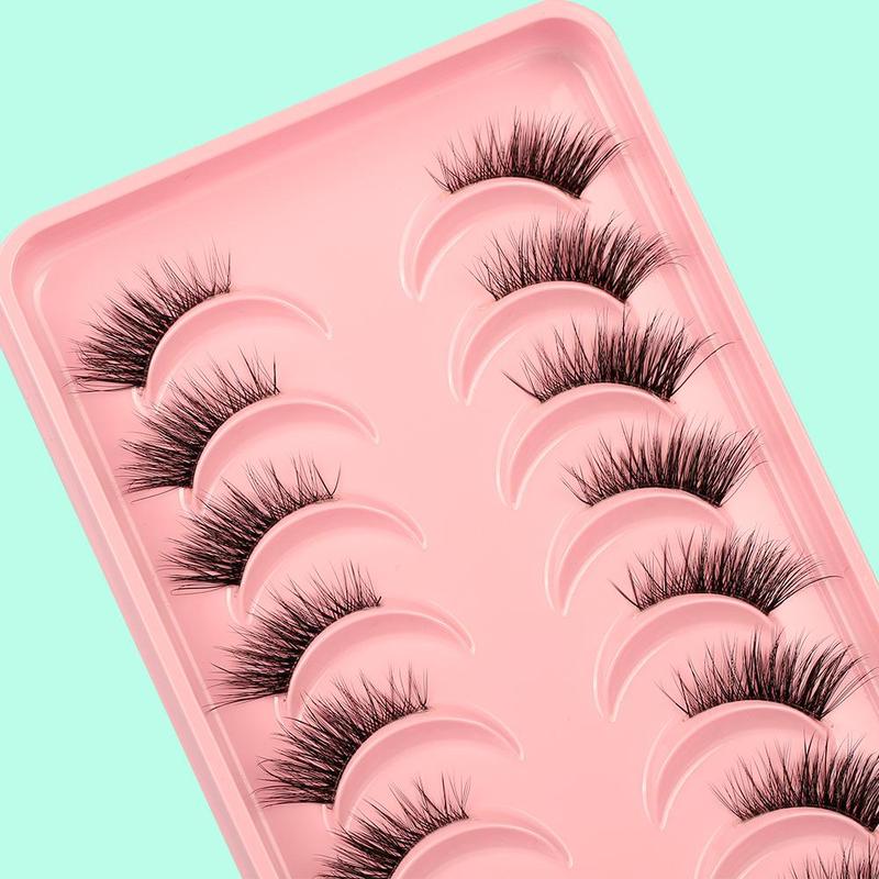 Half Eye False Eyelashes Set, 10 Pairs Natural Look Fluffy Curly Thick Faux Eyelashes, Portable Makeup Tool for Women, Eyelash Extension Cosmetic Gift, Lashes Extension Kit, Christmas Gift