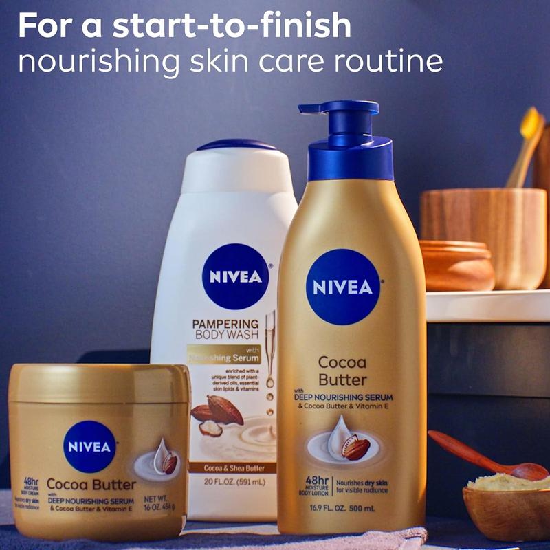 NIVEA Cocoa Butter Body Cream with Deep Nourishing Serum, 15.5 Ounce Body Care Lotions Moisturizing Hand Cream moisturizing bodybutter Radiance