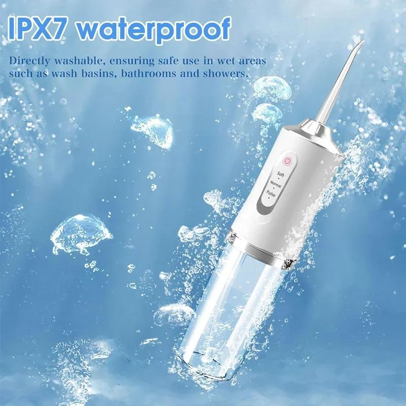 Portable Rechargeable Water Flosser, 4 Jet Tips, Ideal for Teeth & Gum Health, Waterproof Oral