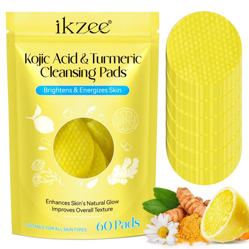 Kojic Acid & Turmeric Cleansing Pads, Skin looks visibly revitalized, Reduce the Appearance of Dark Spots, for Face and Body, Christmas Gift