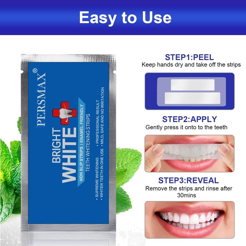 Teeth Whitening Strips for Teeth Sensitive, Non-Slip Enamel-Safe Strips, Professional and Safe Teeth whitening Strips, for Smoking Coffee Soda Wine Stain, 28 Strips 14 Treatments (Mint) Oral Mild Tooth Whitening