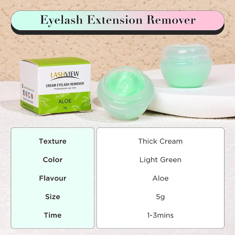 LASHVIEW Eyelash Extension Remover Low Irritation Cream for Sensitive Skin Professional Eyelash Extensions Dissolves for Salon,5g Gentle