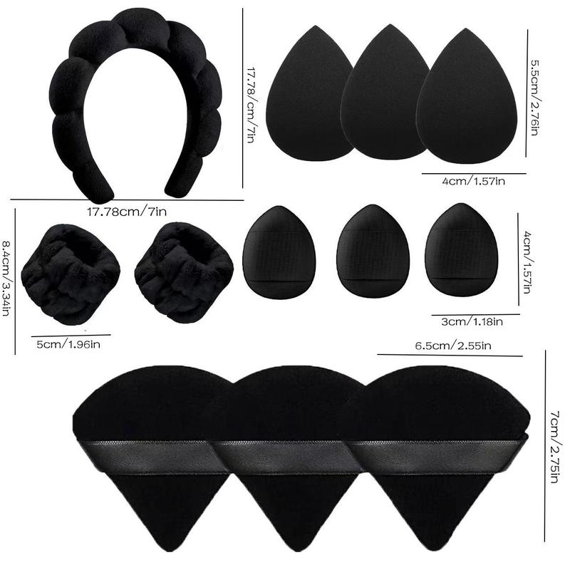 Makeup Sponge Powder Puff Headband Wristband Set, 12pcs set Skincare Makeup Sponges Makeup Puffs Facial Washing Headband wristbands Supplies