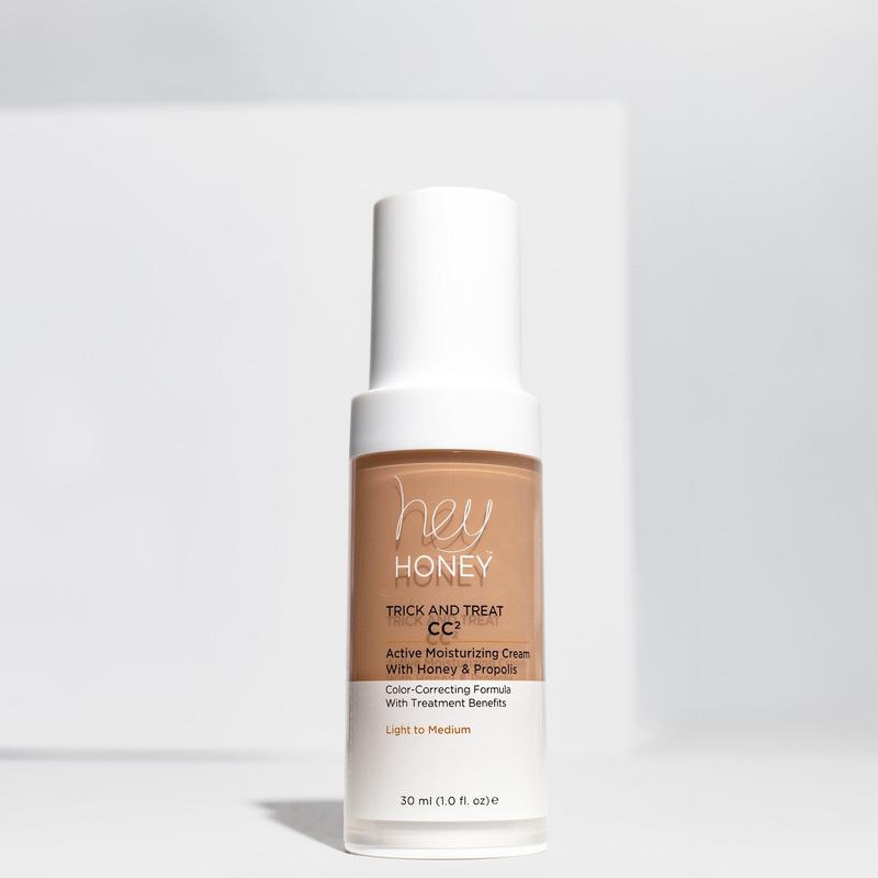 Hey Honey Skincare Trick and Treat CC² Cream SPF 46 | Active Moisturizing Color Correcting Cream with Honey & Propolis | Flawless Cover For Rosacea, Skin Redness & Mature Skin | 1 oz