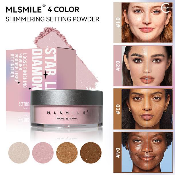 MLSMILE Shimmering Pearl Loose Setting Powder - Matte Finish with Soft Luminous Effect Flawless Makeup