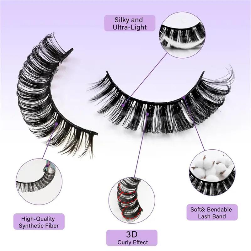 Fluffy False Eyelashes Cluster, 20 Pairs Wispy Cat Eye Look Faux Cluster Lashes, Natural Curling Eye Makeup Strip Lashes, Lashes Extension Kit, Makeup Products, Christmas, Christmas Gift