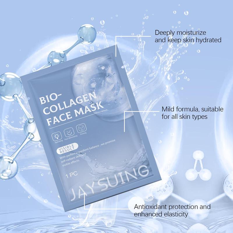 Collagen Face Mask, 5 10pcs Hydrating & Firming Face Mask, Moisturizing & Nourishing Face Mask, Face Care Mask for Women & Men, Skincare Products, Christmas Gift