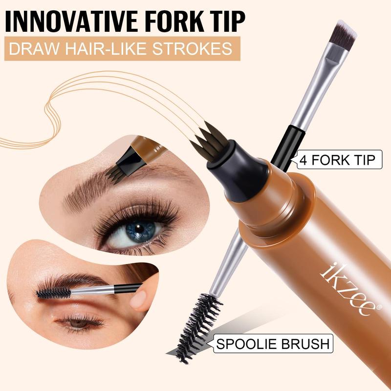 Eyebrow Tattoo Pen with Eyebrow Brush Tool, 1 Count Waterproof and Long-lasting Eyebrow Pencil with Micro-fork Applicator, Natural Eyebrow Makeup Tool