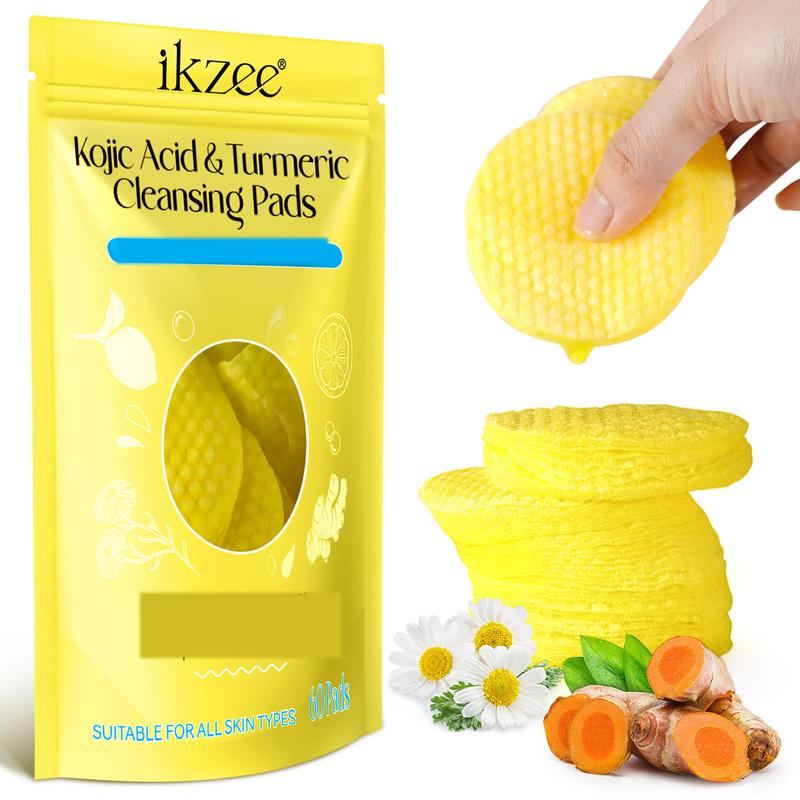 Ikzee Kojic Acid & Turmeric Cleansing Pads (60 Count) – Purifying Acne-Prone & Oily Skin – Portable Makeup Remover