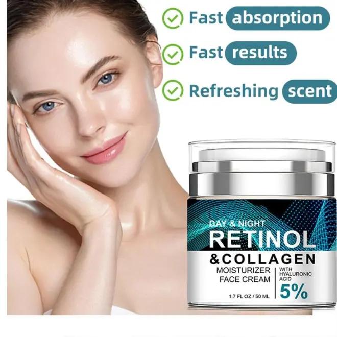 Retinol Cream for Face, Anti Aging Face Moisturizer for Women & Men, Day & Night Face Cream with Collagen, Anti Wrinkle Cream, 1.85 Fl Oz