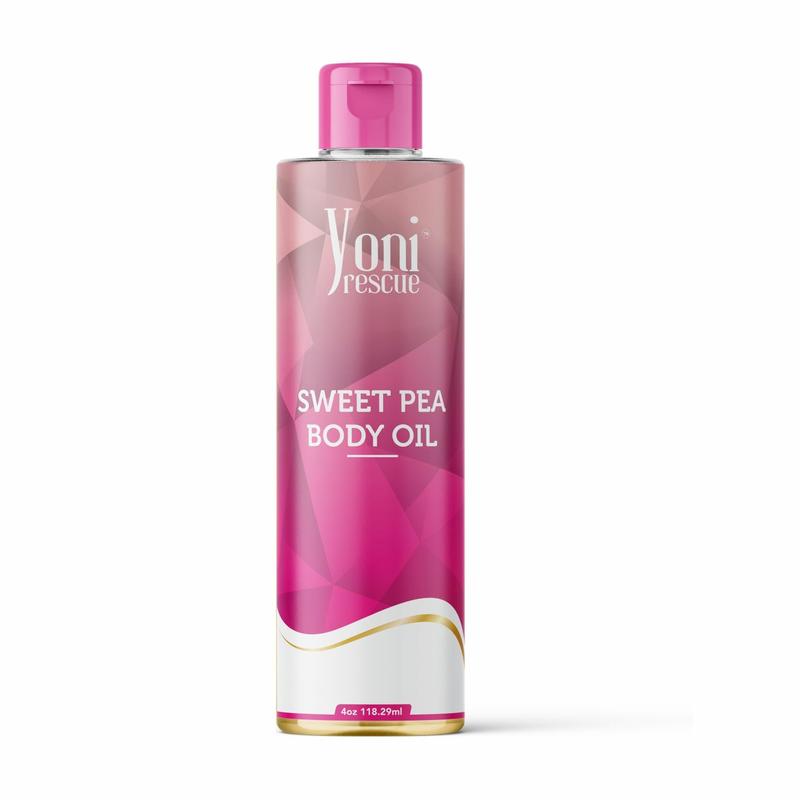 Sweet Pea Body Oil, 4oz, with Apricot, Jojoba, Avocado Oils & Vitamin E Oil, Fast-Absorbing, Nourishes and Hydrates Skin, Skin Repair, Body Care, Ideal for All Skin Types, 4oz, Sweet Pea Fragrance Moisturizer natural handmade body care by Yoni Rescue