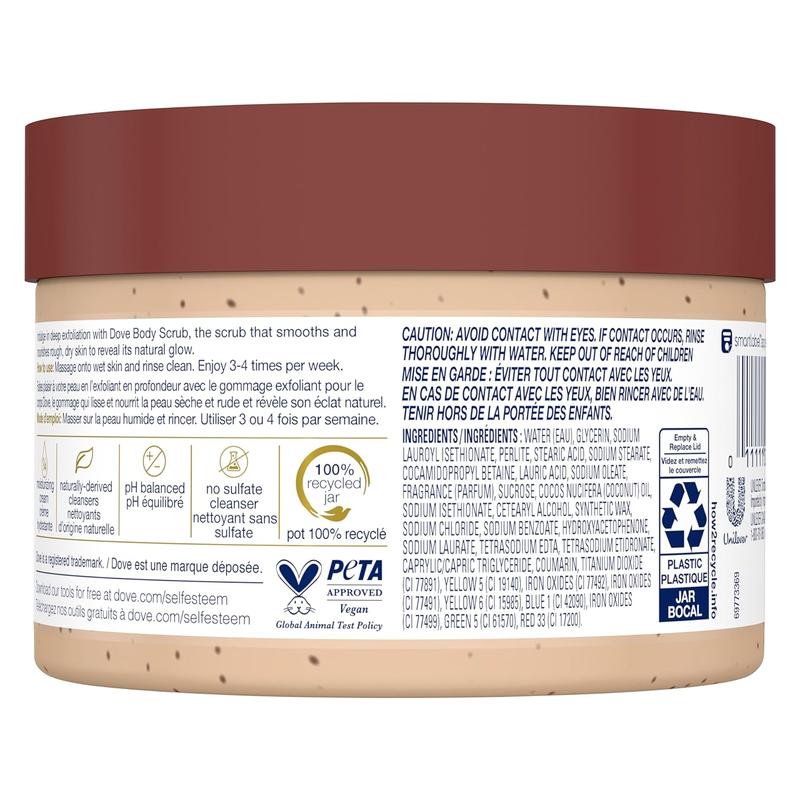 Dove Scrub Brown Sugar & Coconut Butter for Silky Smooth Skin Body Scrub Exfoliates & Restores Skin'S Natural Nutrients 10.5 Oz Unilever